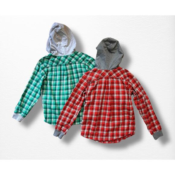 Bundle of Hanna Andersson Hooded Flannel Shackets, Size 8 - Picture 2 of 8